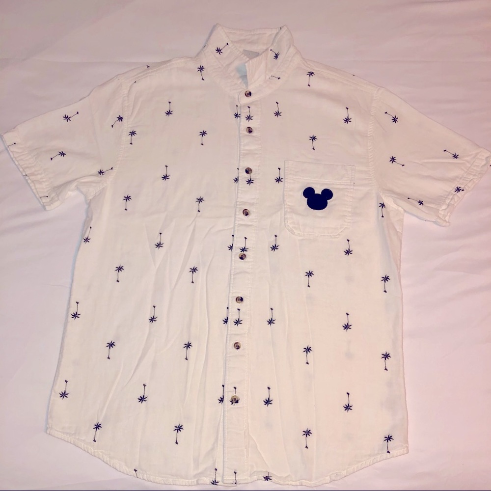 Disney Mickey palm short sleeve button shirt men M